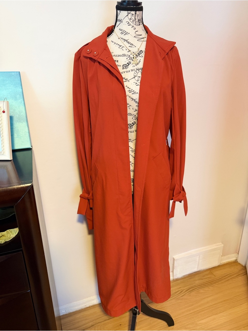 NWOT never worn 47” Long Lightweight Trench Coat in Rust